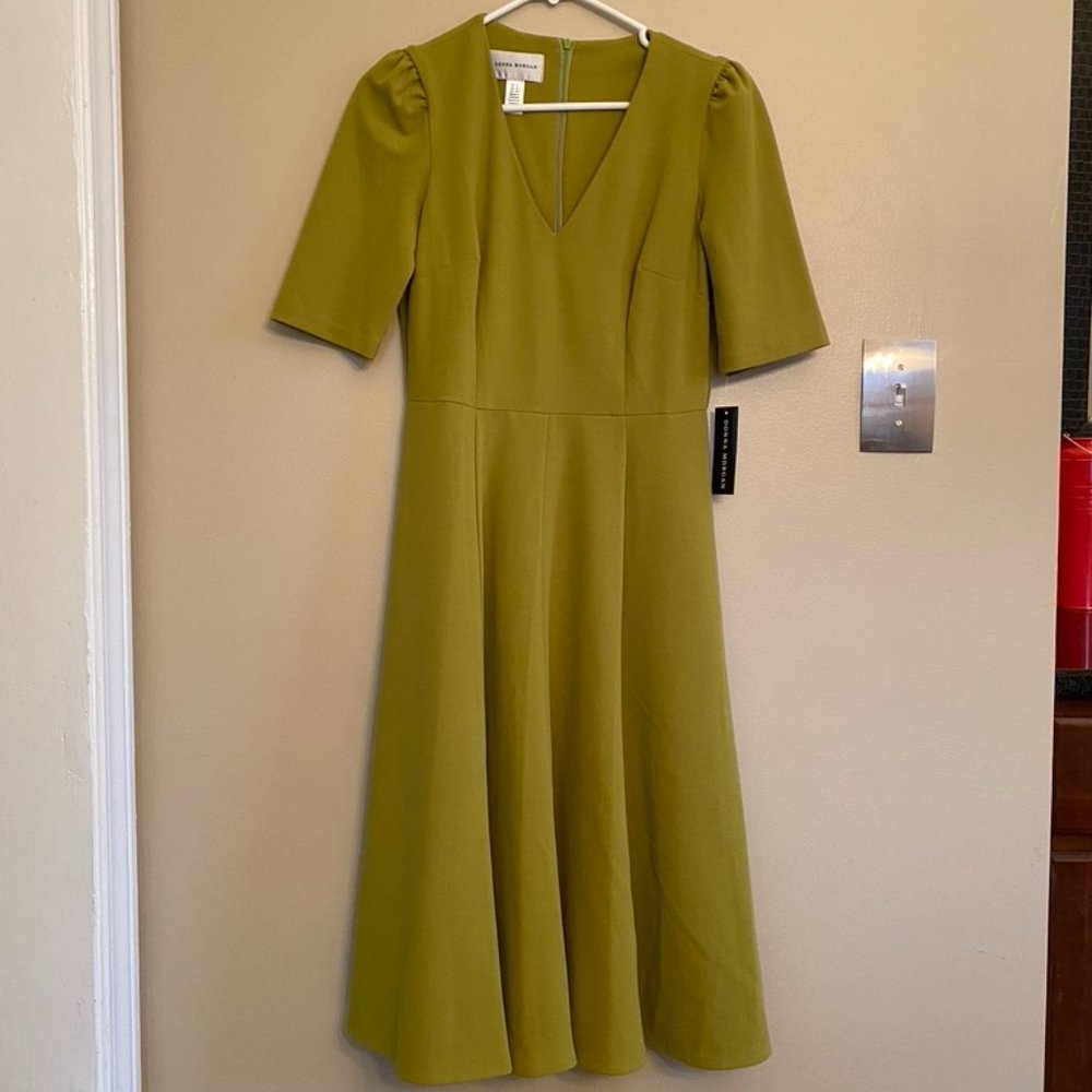 (NWT) Donna Morgan V-Neck Fit and Flare Dress (Size 4)